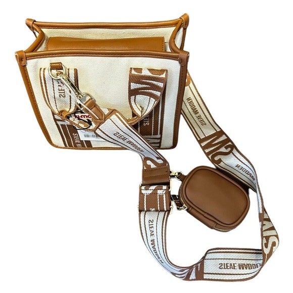 Steve Madden BWEBBER Satchel Crossbody Bag With AirPod Case Brown Tan Tik Tok - Picture 1 of 16